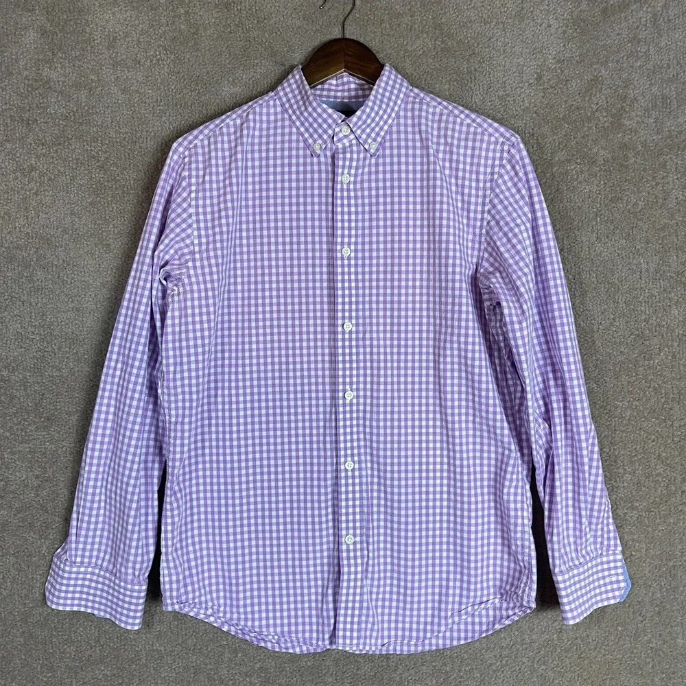 Banana Republic Men's Button‎ Down Shirt Medium Purple White Gingham Check